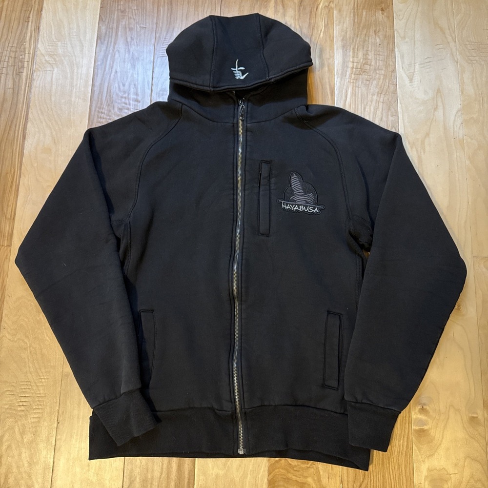 Hayabusa Fightwear Hoodie Mens L Black Full Zip Fleece MMA Embroidered Heavy